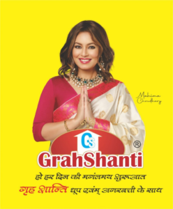 Grahshanti Dhoop Agarbatti is delighted to announce its exciting brand endorsement with Bollywood actress Ms. Mahima Chaudhary